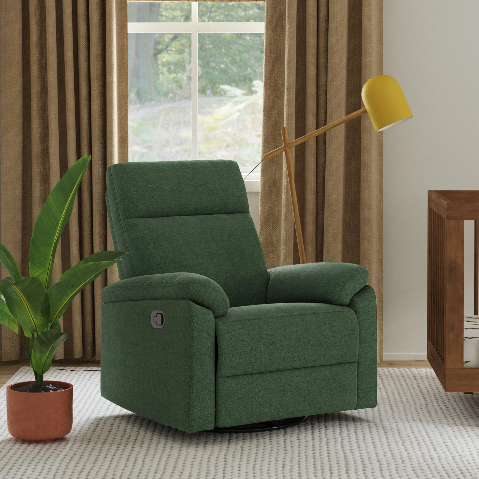Suzy Swivel Glider, Pine Green Polyester Blend