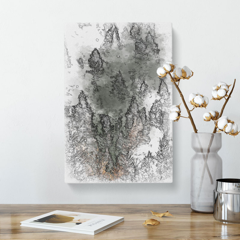 A Forest in Italy - Wrapped Canvas Drawing - Wrapped Canvas, 91cm H x 60cm W x 3cm D