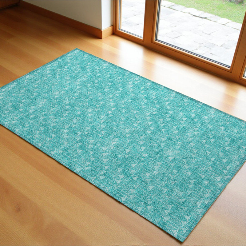 Tapis turquoise lavable Nonskid, Rectangle 1 pi 8 po x 2 pi 6 po