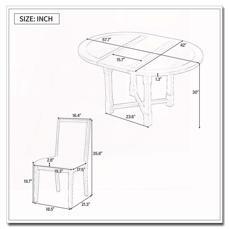 Ensemble de salle à manger extensible 5 pièces avec placage en bouleau et X-Stretchers
