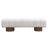 Upholstered Dining Bench For Dining Room, No-Assembly End Of Bed Entryway Bench Ottoman For Bedroom Living Room, Beige Faux Fur Fabric Stool Top Wood Leg 300 LBS Weight Capacity