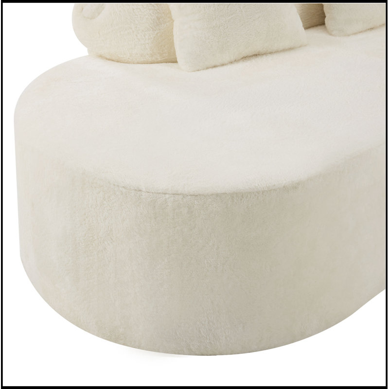 Canapé modulaire en velours avec 4 coussins, Blanc