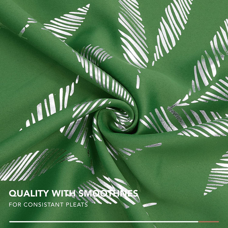 Polyester Room Darkening Curtain Pair, Dark Green, 52" W x 84" L