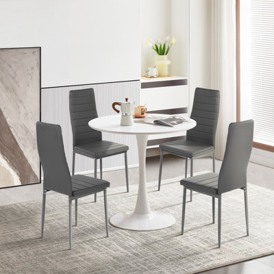 Ensemble de table de salle à manger ronde pour 4, 5 pièces pour la salle à manger (blanc et gris foncé)