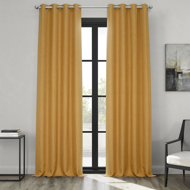 Oneridge Room-Darkening Faux Linen Curtains, Tuscany Green, 50" W x 84" L