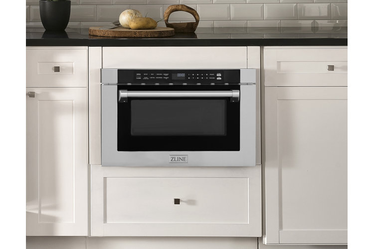 white cabinetry with a built-in microwave drawer