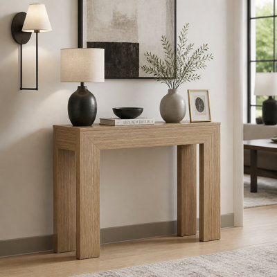 Modern Entryway Console Table with Faux Wood Grain