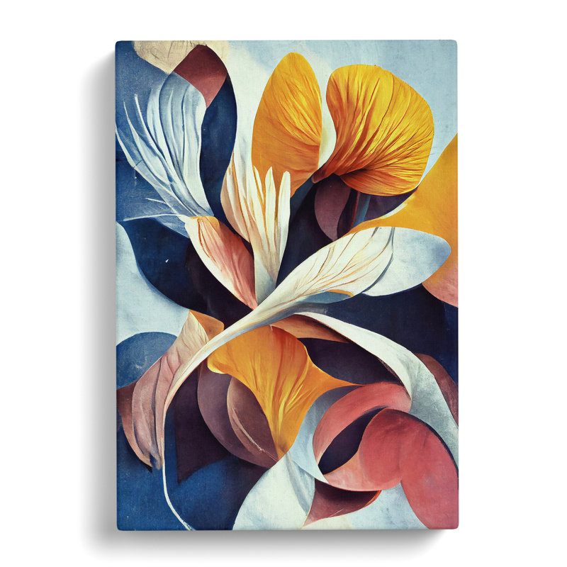 Colourful Abstract Flowers No.3 - Wrapped Canvas Print, 60cm H x 40cm W