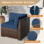 Ensemble de conversation modulaire pour patio 6 personnes en résine tressée PE brun, avec structure en acier épais robuste. Comprend 4 fauteuils sans accoudoirs, 2 canapés d'angle et une table basse. Parfait pour le jardin, la terrasse ou le bord de la piscine.-1737262015-1713098332-1686981252