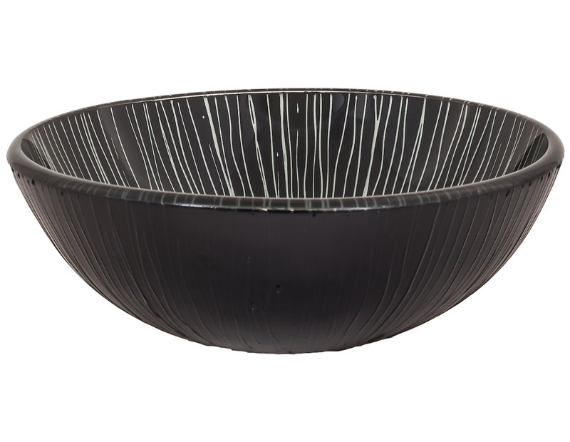 Novatto 16.5'' Black Glass Circular Bathroom Sink, Chrome