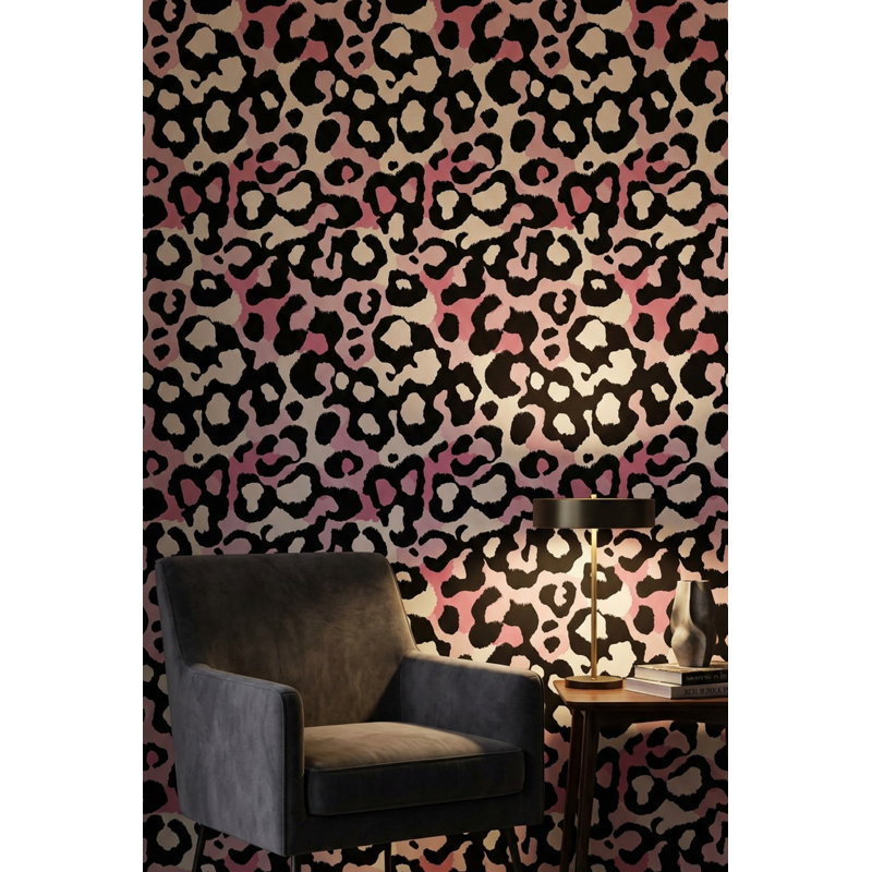 Papier peint adhésif noir Yeni Leopard, Peler et coller
