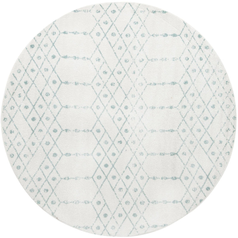 Tapis ivoire à motif géométrique ivoire d'Igon, Rond 7 pi 10 po