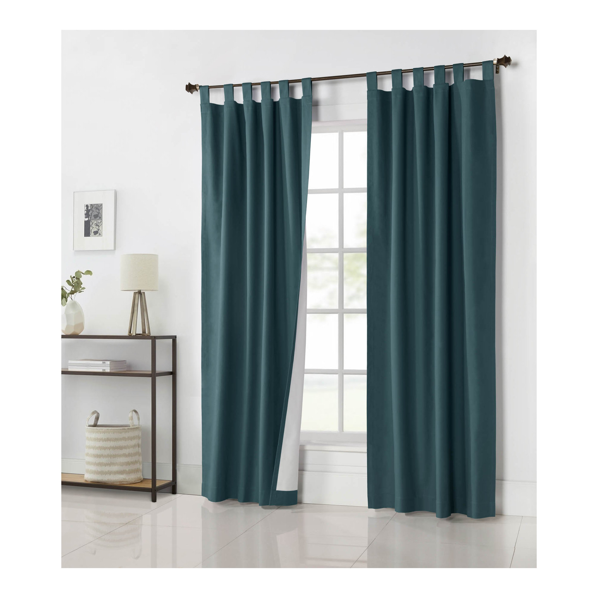 Mcgowen 100% Cotton Solid Room Darkening Thermal Tab Top Curtain Panel, Nightwatch Green, 40" W X 54" L
