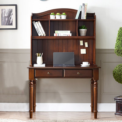 Bureau rectangulaire en bois massif brun noisette