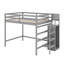 Lit mezzanine double avec garde-robe de rangement-389097639