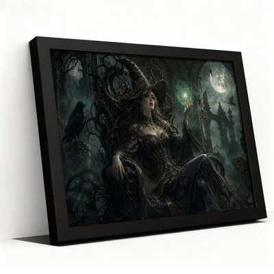«Dark Fantasy» sorcière tenant un orbe magique vert sur toile d'Halloween