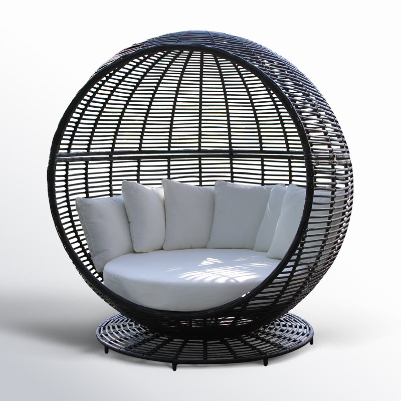 Carla 63" Wide Outdoor Wicker Patio Daybed with Sunbrella Cushions
