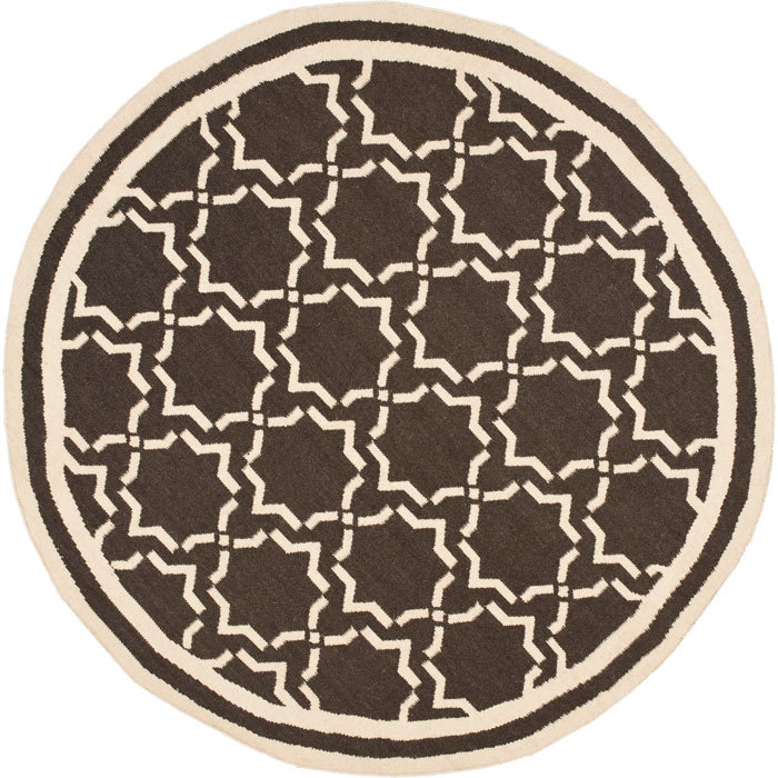 Rodgers Hand Woven Flat Weave Wool/Cotton Geometric Rug in Chocolate