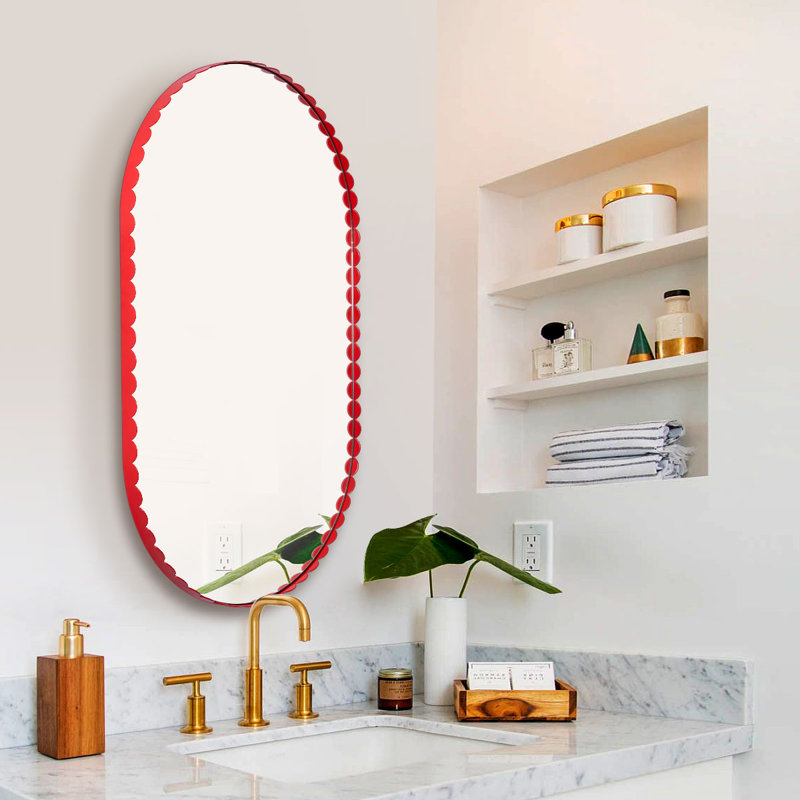 Miroir mural Parmvir, Rouge ultrabrillant