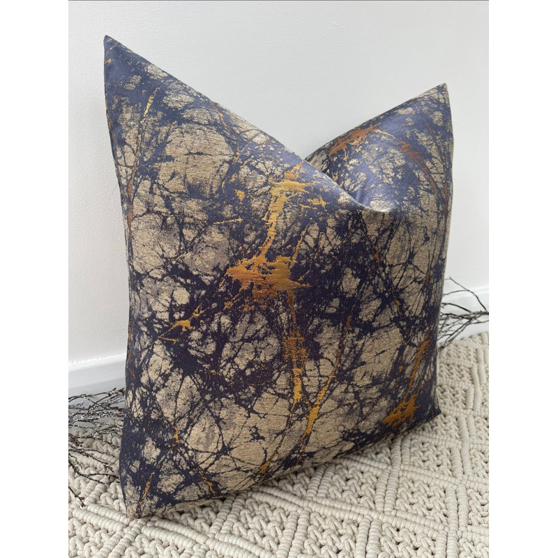 Abstract Square Cushion Cover, Navy Abstract