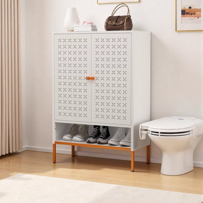 Armoire à chaussures à deux portes avec compartiments réglables et résistant à l'humidité