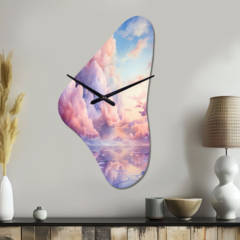 Horloge murale asymétrique rose Regino, Grand