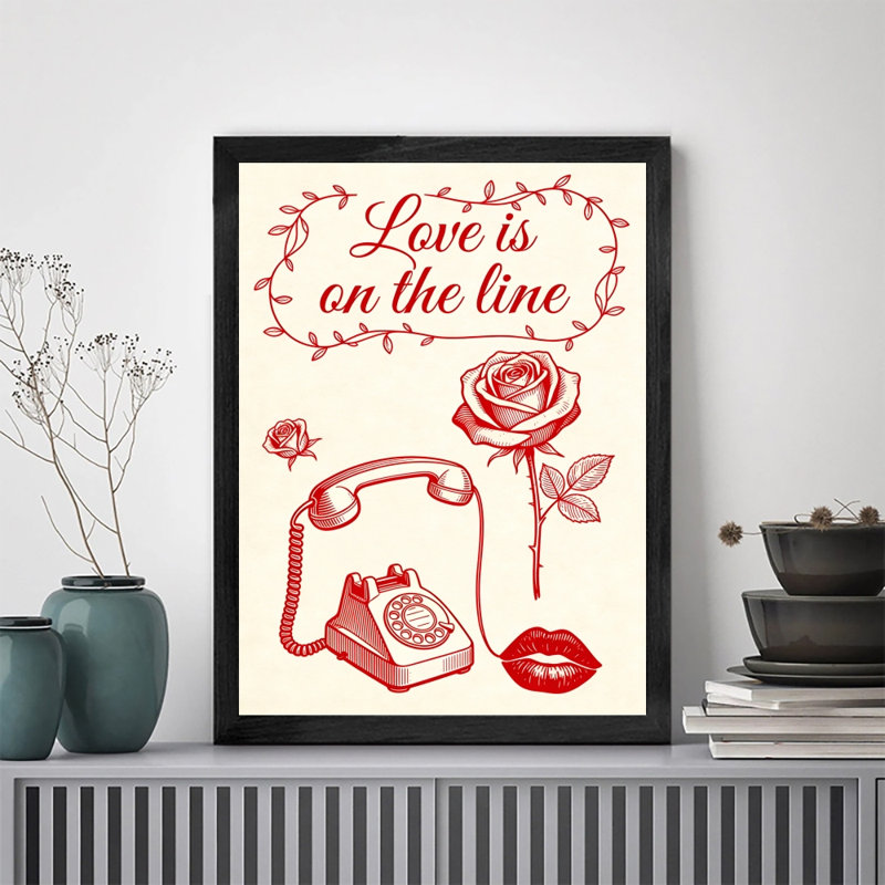 «Black Love», «Love is on the line», impression sur toile, thème de la Saint-Valentin, impressions encadrées