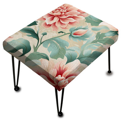 Enchanted Floristry Green Damask Panorama - Repose-pieds rectangulaire damassé