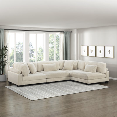 Brinsley 135”W Modern Track Arm Modular Sectional Sofa