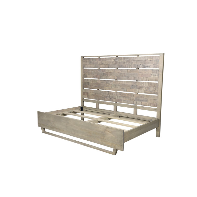 Solid Wood King Panel Bed, White