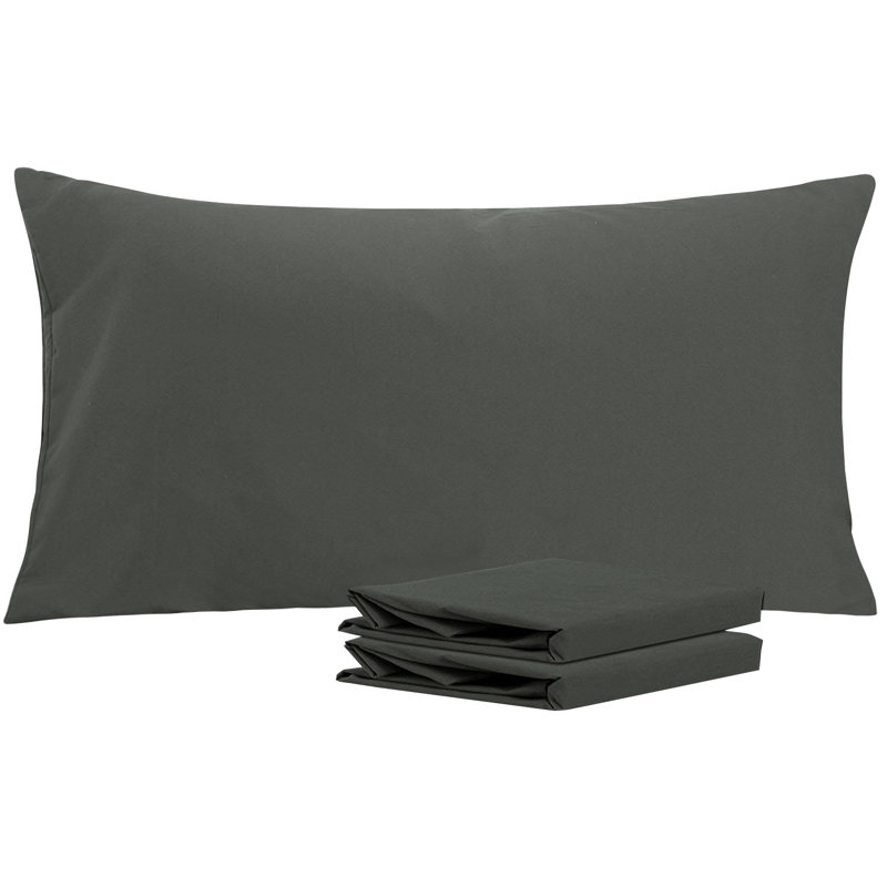 Taies d'oreiller de lit, 1800 taies d'oreiller en microfibre brossée avec fermeture à enveloppe - NTBAY, Gris foncé