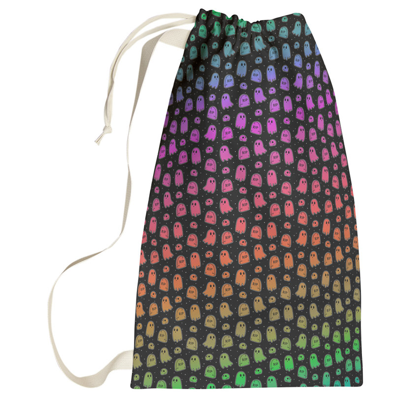 Kitterman Fabric Laundry Bag with Handles, Small ( 64" H x 20" W x 1.5" D), Black/Pink/Orange