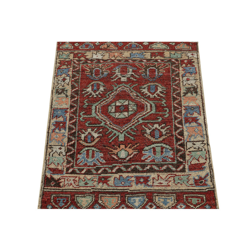 Burano Hand Knotted Wool Geometric Area Rug, Runner 3' x 8'