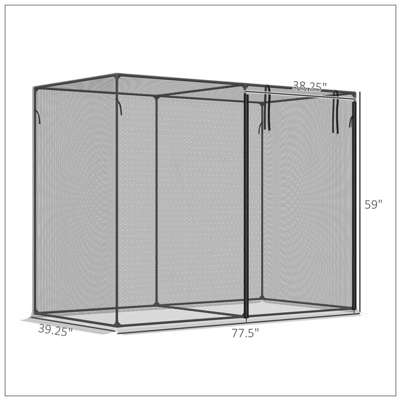 Cage de culture 6 'x 3', tente de protection des plantes avec portes à fermeture à glissière pour potager, cour arrière, Noir