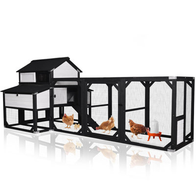 41 Sq.ft Large Outdoor Chicken Coop With Run - Multi-level Hen House, Weatherproof Roof, Predator-resistant Design & 6 Nesting Boxes For 8-10 Chickens (black)