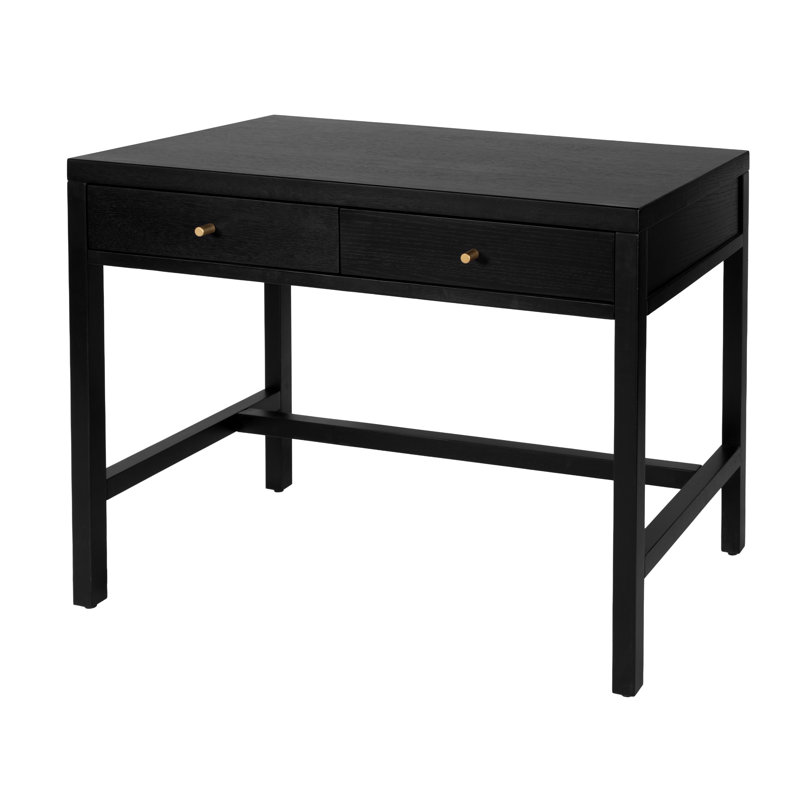 Bureau Mendel en bois noir, largeur de 40 po, 2 tiroirs, Black