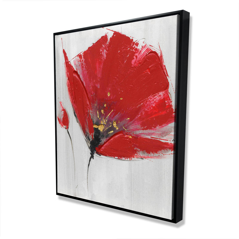 Two Red Flowers on Gray Background | Office Romantic Canvas