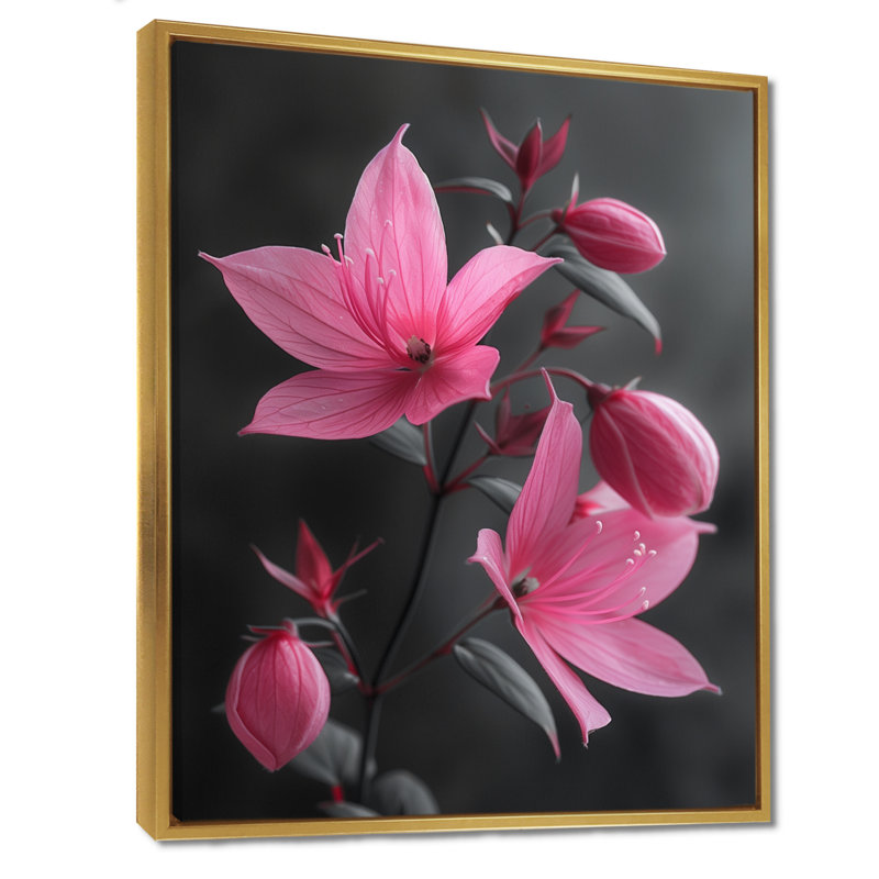 Fuchsia - Fuchsia, Cadre flottant doré, bois massif, H 12 po x l 20 po