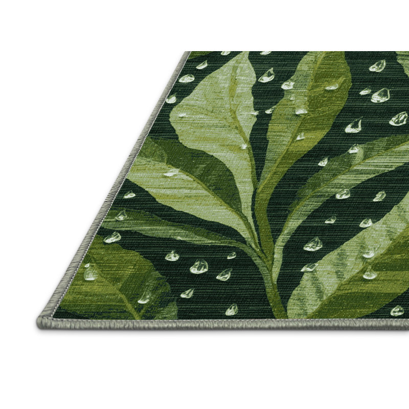 Machine Washable Nature Green Area Rug, Square 8'