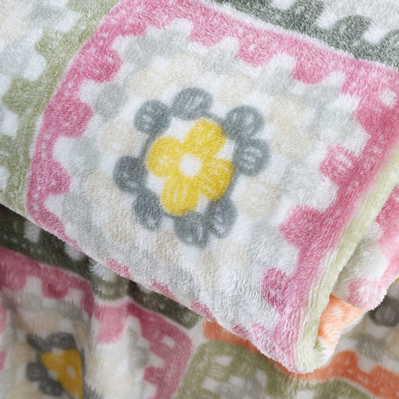 Crochet Print Cosy Blanket Throw, Green