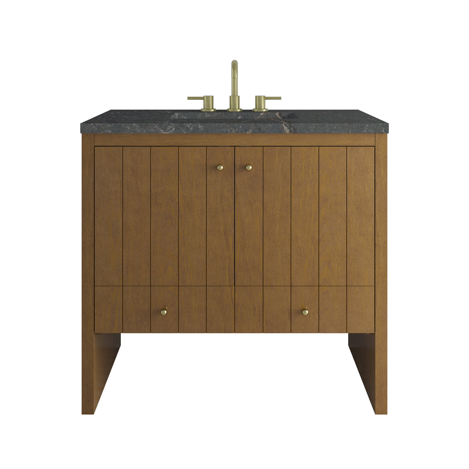 Hudson 36'' Single Bathroom Vanity, Parisien Bleu, 8" Widespread, Honey Oak