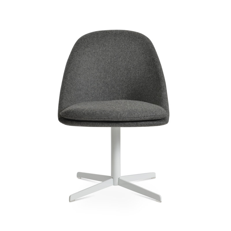 Avanos 4 Star Swivel Side Chair, Dark Gray, White