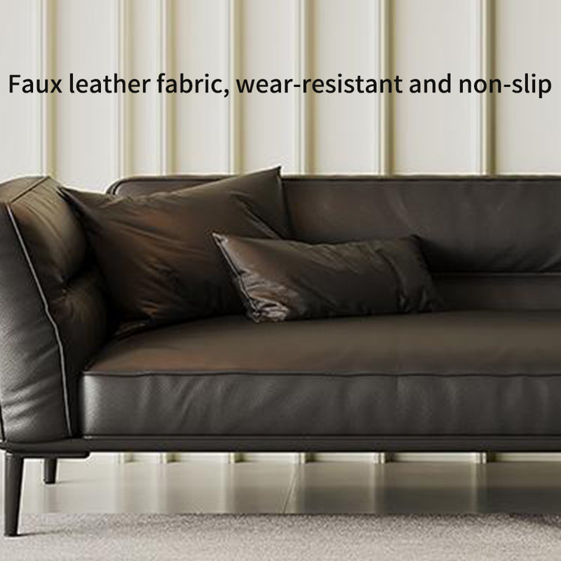 Faux leather recliner in modern minimalist style, Left Hand Facing, Black