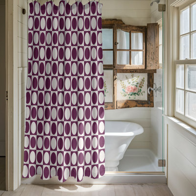 Rideaux de douche mauves - cercles mauves