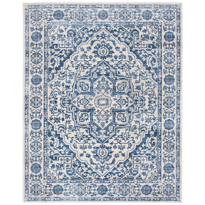 Tapis oriental gris clair / ivoire, Navy/Light Grey, Rectangle 8 pi x 10 pi