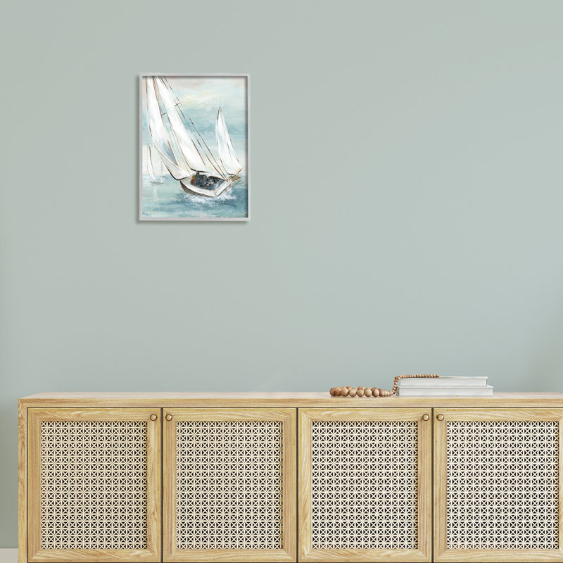 Voilier, embarcation, voile, éclaboussant les vagues de l'océan par Nan - Peinture, H 30 po x l 24 po x P 1,5 po