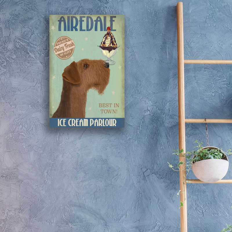 «Airedale Ice Cream» par Fab Funky, art mural en verre acrylique, H 24 po x l 16 po x P 0,2 po