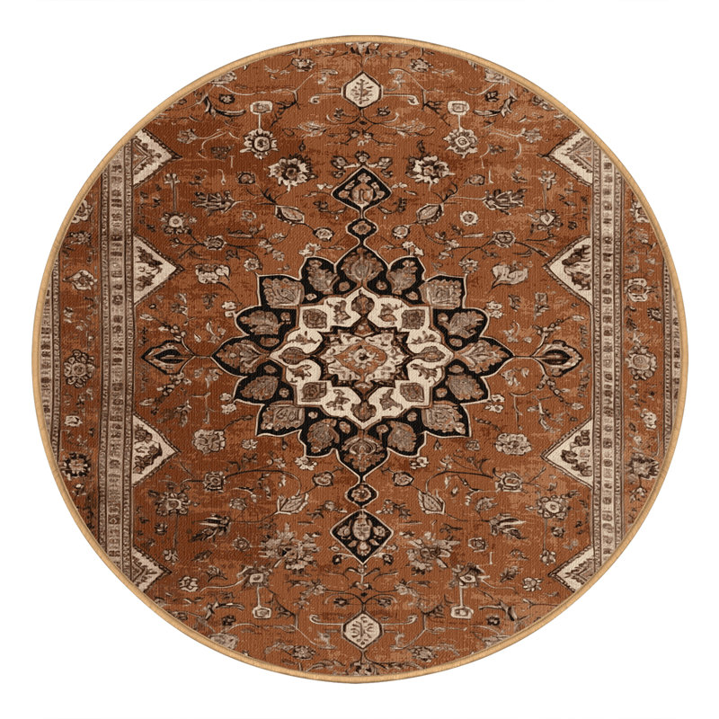 Tapis brun lavable à la machine, Rond 4 pi