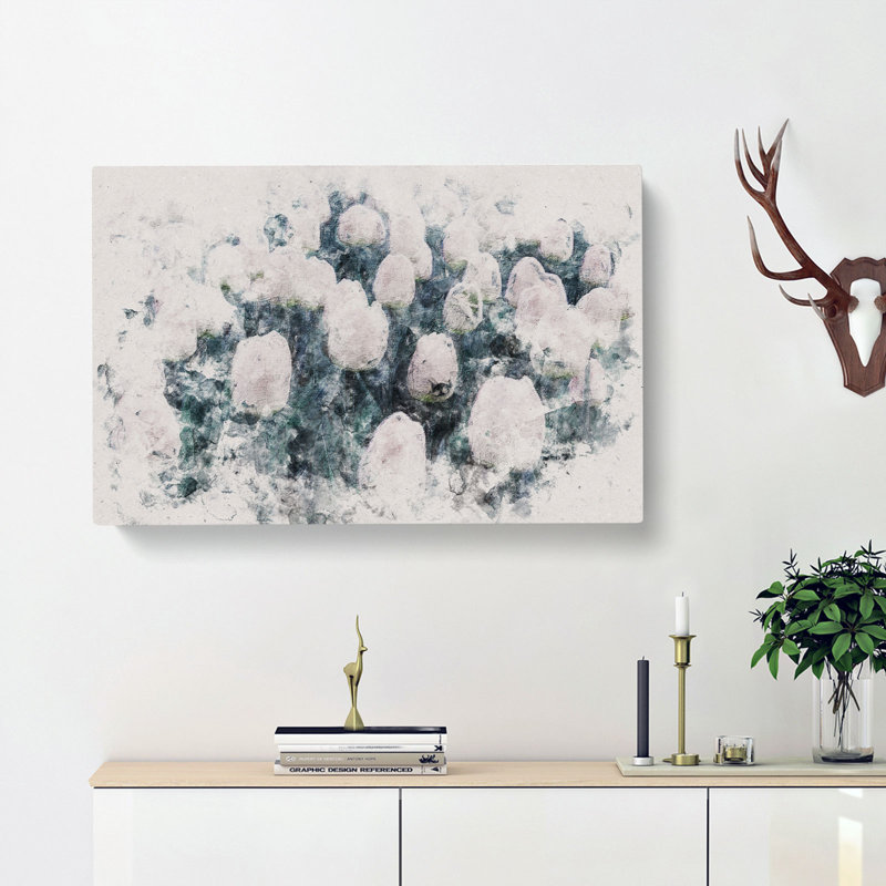 Field Of White Tulips - Wrapped Canvas Print, 60cm H x 91cm W x 4cm D