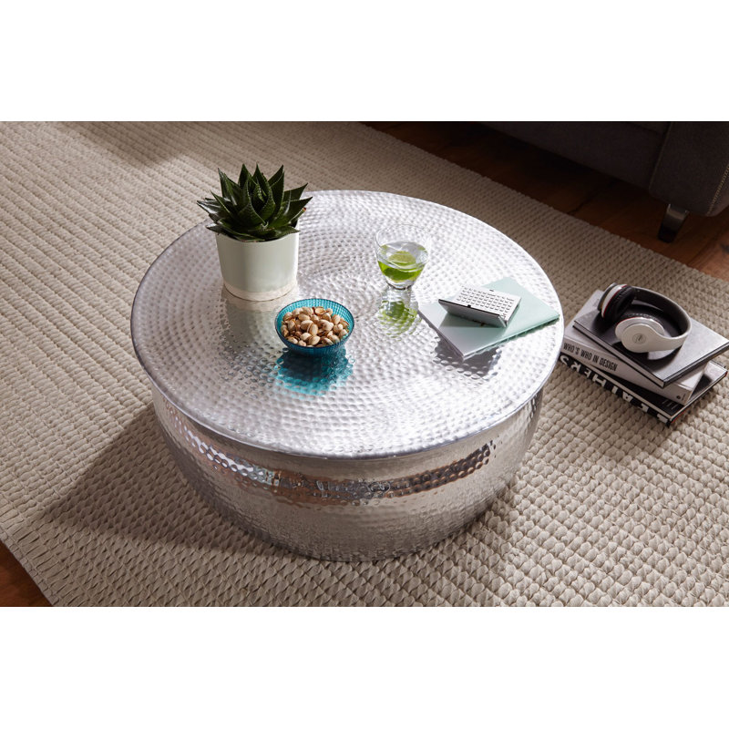 Caldina Solid Coffee Table, Silver, 30cm H x 60cm L x 60cm D